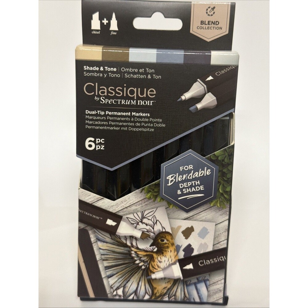 Classique Shades & Tone Blender Set Dual Tip Permanent Markers New Spectrum noir
